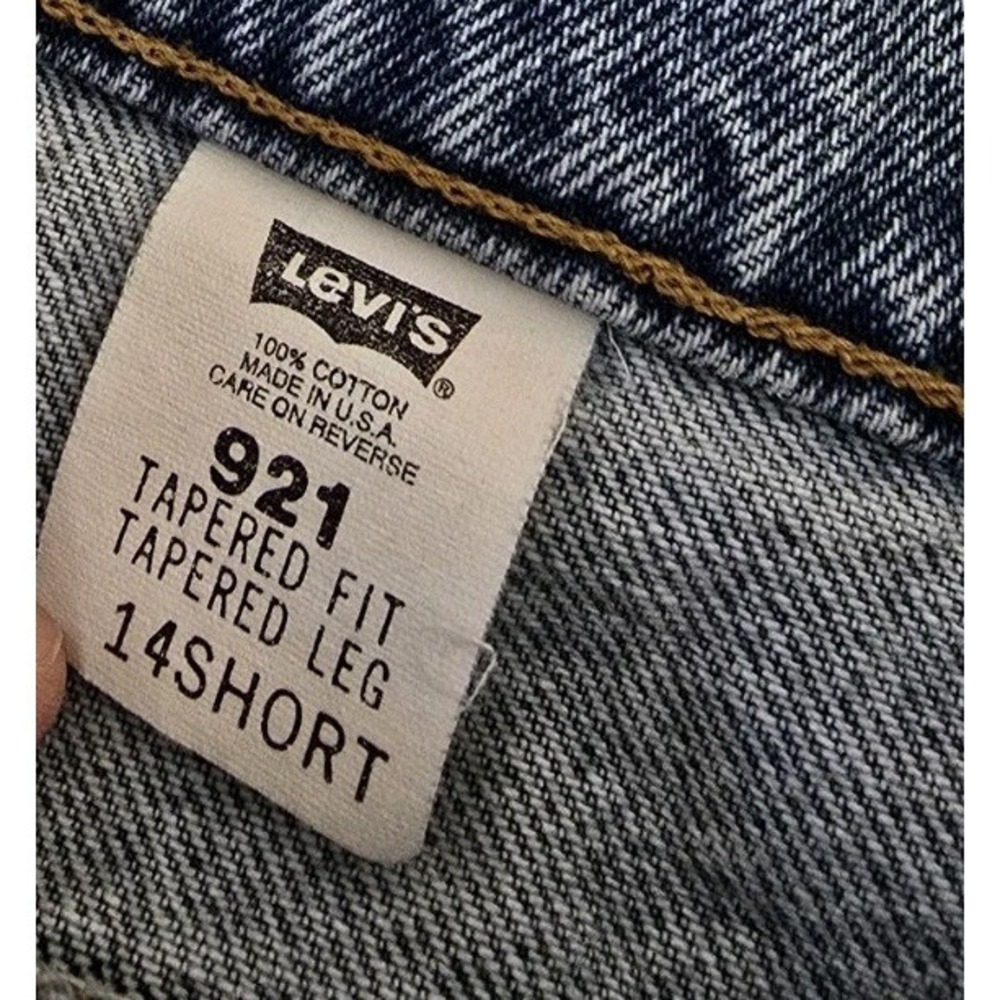 Vintage 90s Levi's 921 Tapered Fit Leg Orange Tab Denim Jeans 14 Short - Picture 4 of 9